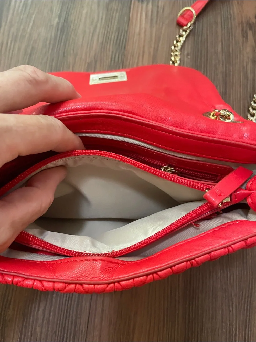 INC International Concepts Red Quilted Chain-Handle Crossbody